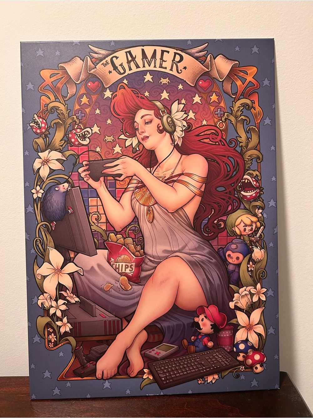 Authentic Displate "The Gamer" Art Nouveau Matte Metal Poster -Medusa Dollmaker